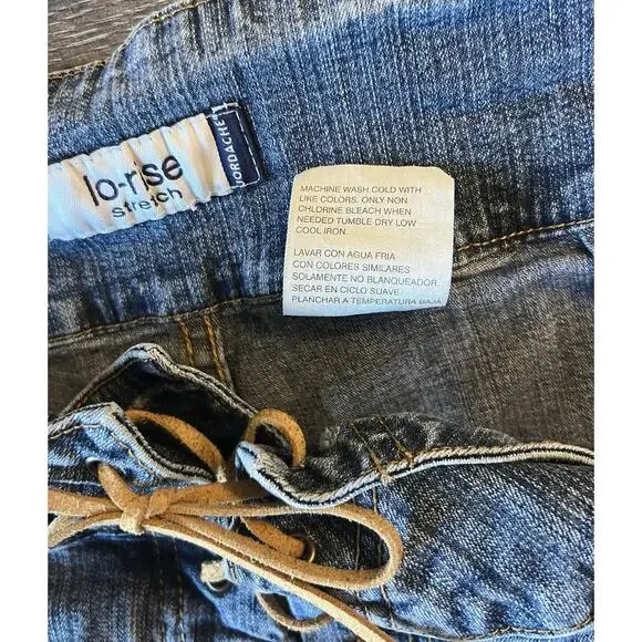 Y2K Jordache Lace Up Jeans Low Rise Flare Denim Grunge Goth Coquette 13/14 - Picture 8 of 9